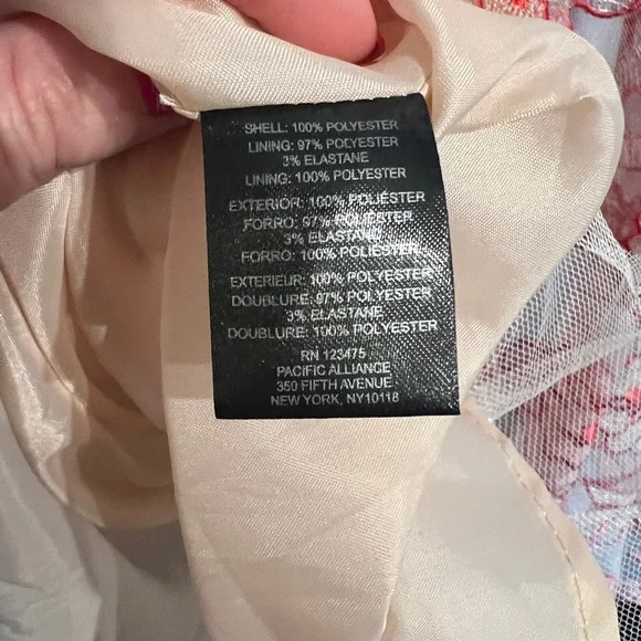 Tahari Ivory Dress with Coral Floral Lace - Picture 5 of 8